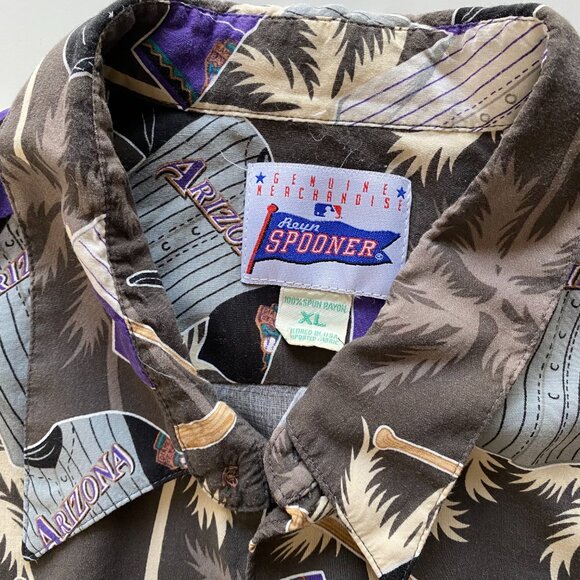 Vintage Reyn Spooner Arizona Diamondbacks Hawaiian XL Shirt Purple Original MLB - Picture 2 of 7